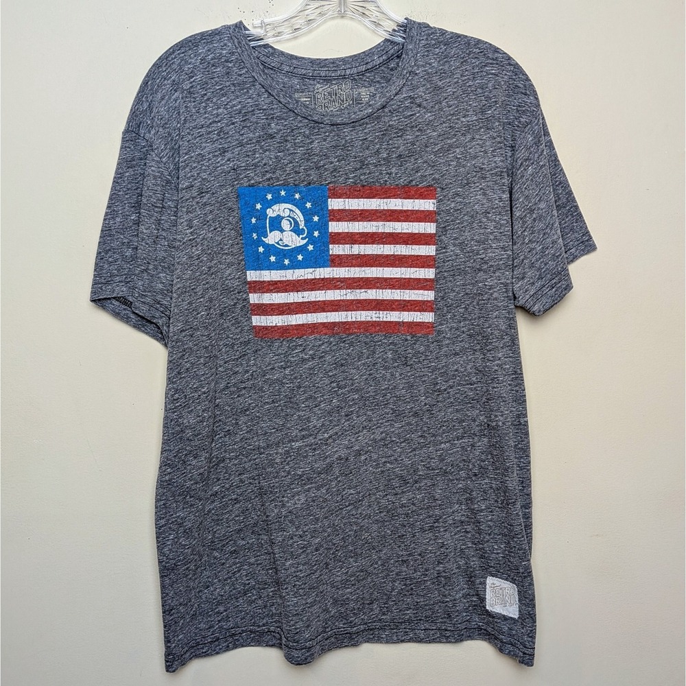 National Bohemian Natty Boh‎ American Flag Vintage Y2K Retro Sport Shirt Large